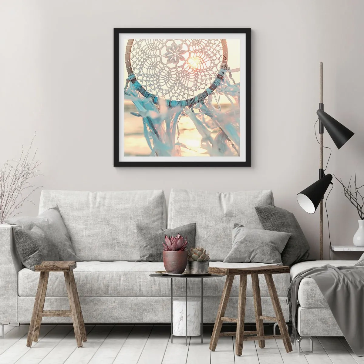 Poster în ramă neagră - Totem de dantelă - 60x60 cm