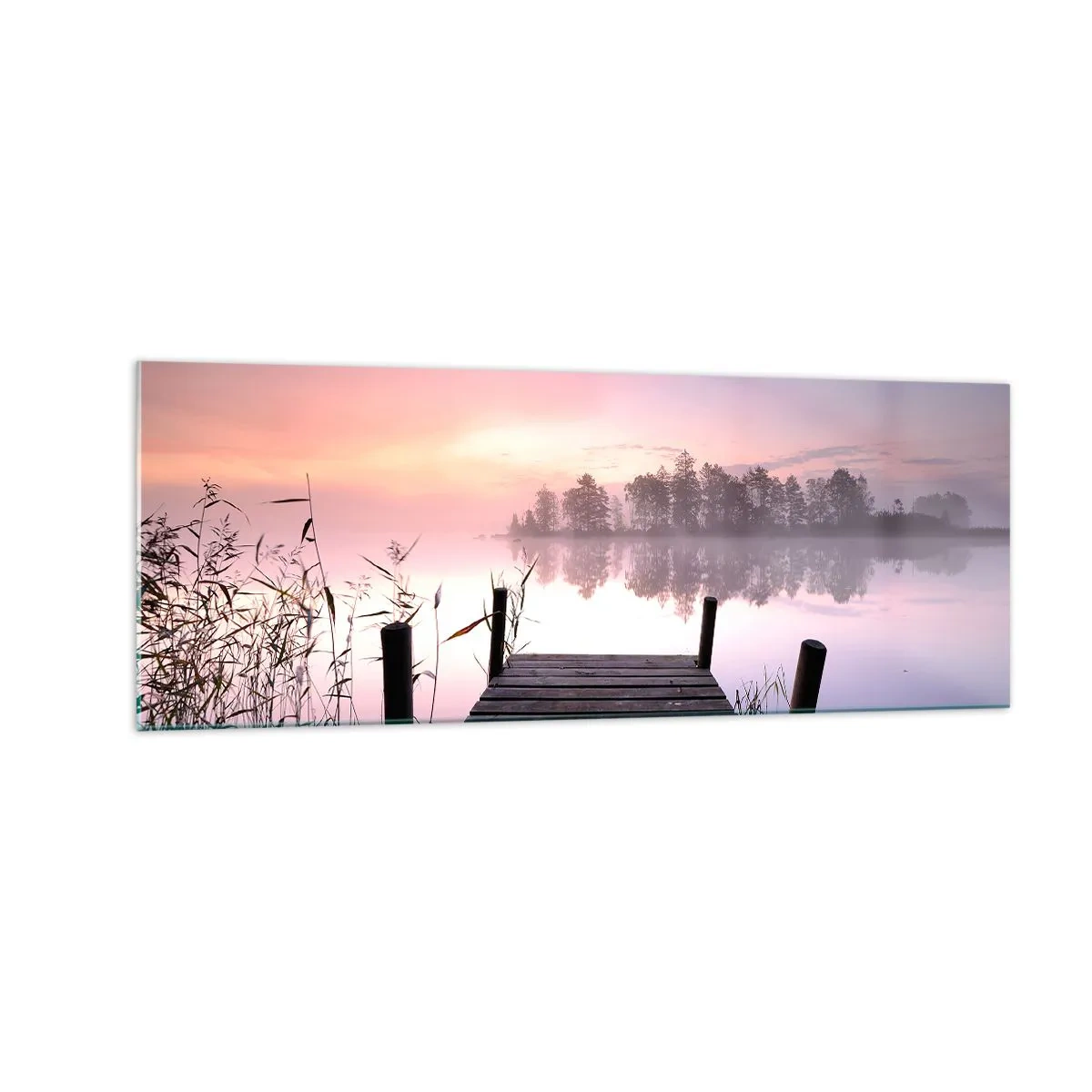 Tablou pe sticlă - Din ceața de liliac... - 140x50 cm