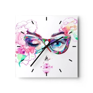 Ceas de perete - Ceas pe sticlă - O promisiune ispititoare - 30x30 cm