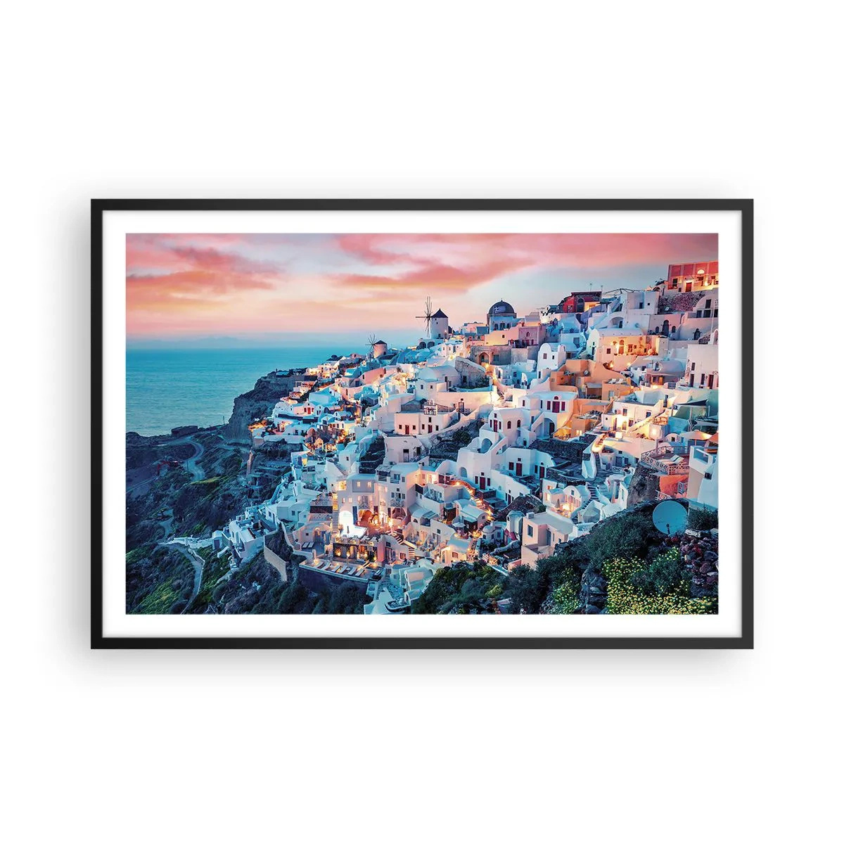 Poster în ramă neagră - Vacanța ta grecească - 91x61 cm
