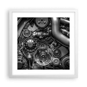 Poster în ramă albă - Poezia mecanicii - 40x40 cm