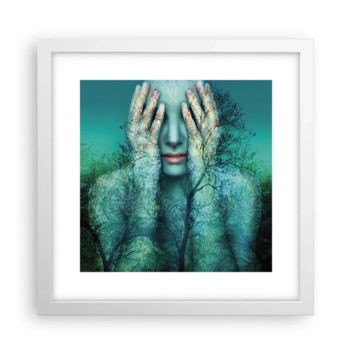 Poster în ramă albă - Scufundată în albastru - 30x30 cm