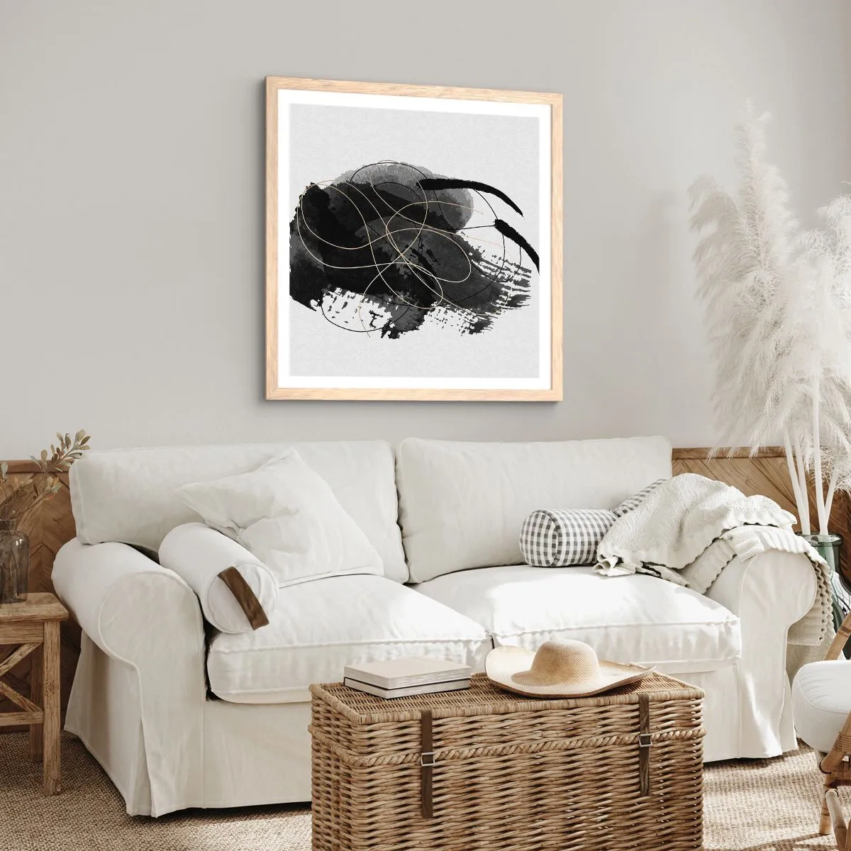 Poster în ramă de stejar deschis - Provenit din negru - 40x40 cm