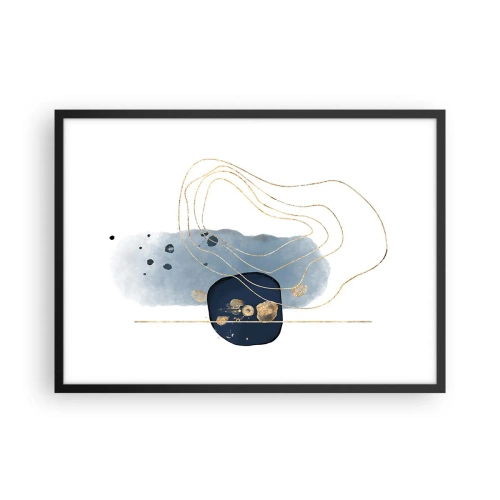 Poster în ramă neagră - Fantezie albastru-auriu - 70x50 cm