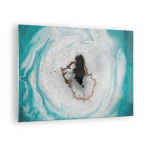 Tablou pe sticlă - O formă abstractă care seamănă cu o secțiune transversală a unui mineral - 70x50cm - Pătrunde înăuntru - Decorațiune modernă pentru perete pentru living și dormitor ARTTOR