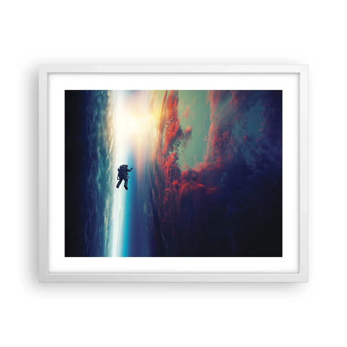 Poster în ramă albă - Provocând universul - 50x40 cm