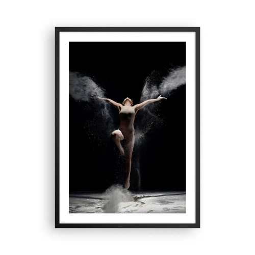 Poster în ramă neagră - Un dansator într-un nor de praf pe un fundal negru - 50x70cm - Elfii există - Decorațiune modernă pentru perete pentru living și dormitor ARTTOR