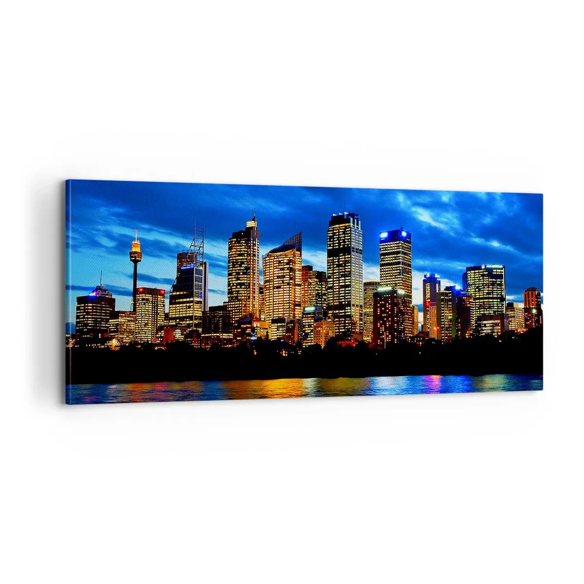 Tablou pe pânză - O noapte de lumini și culori - 100x40 cm