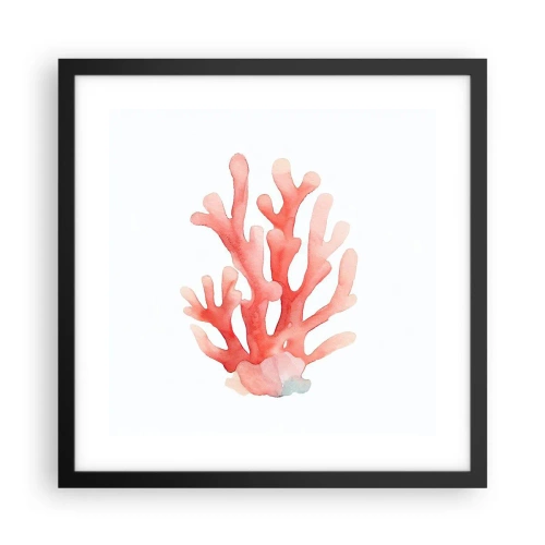 Poster în ramă neagră - Culoare de coral - 40x40 cm