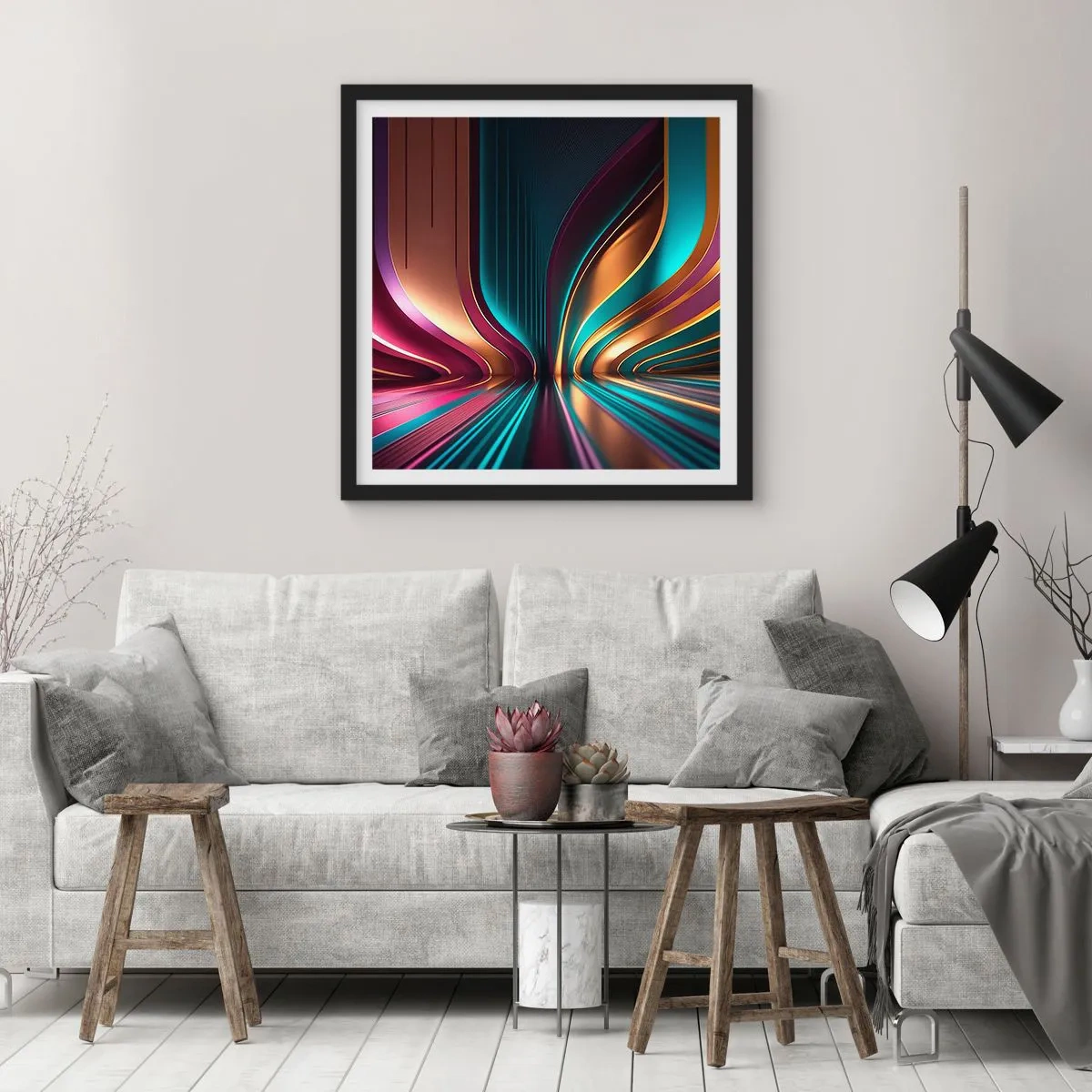 Poster în ramă neagră - Arhitectură de lumină - 30x30 cm