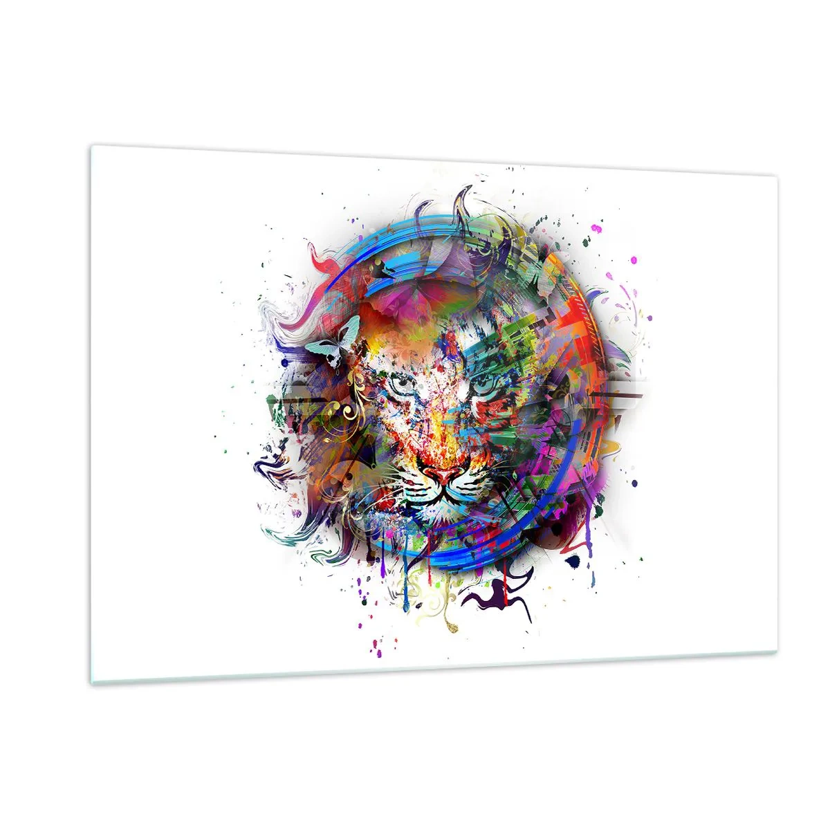 Tablou pe sticlă - Ascunzându-se în spatele voalului curcubeu - 120x80 cm