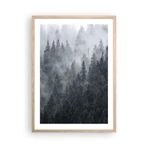Poster în ramă de stejar deschis - Zori de pădure - 50x70 cm
