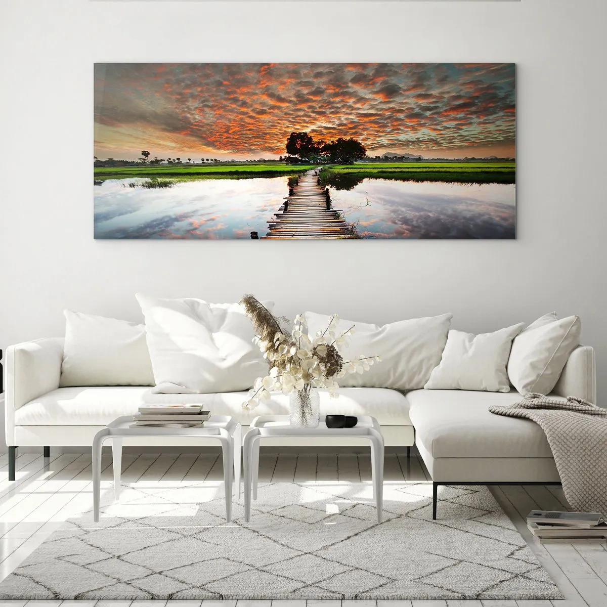 Tablou pe sticlă - Întindeți brațele - respirați - 100x40 cm
