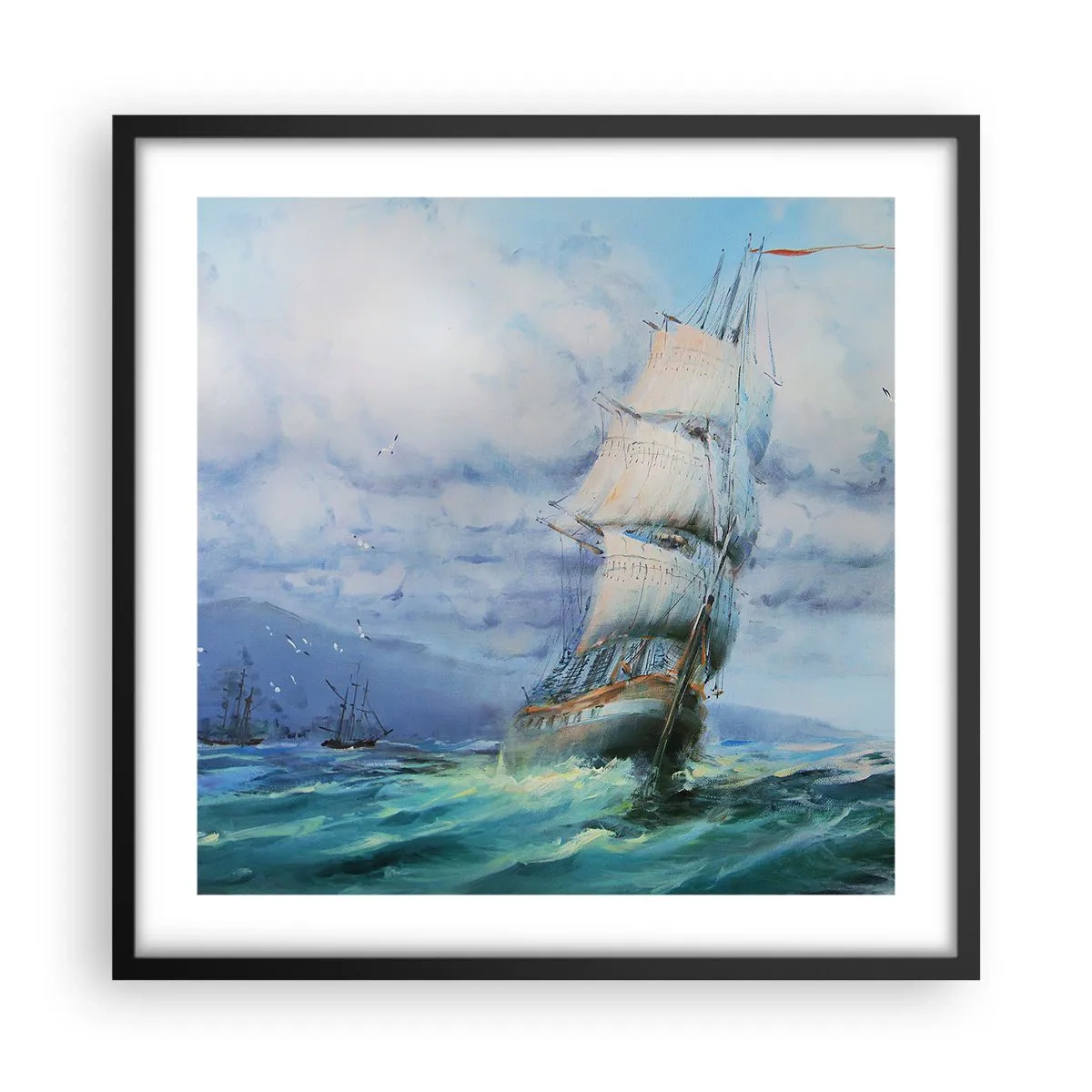 Poster în ramă neagră - Vânturi bune - 50x50 cm
