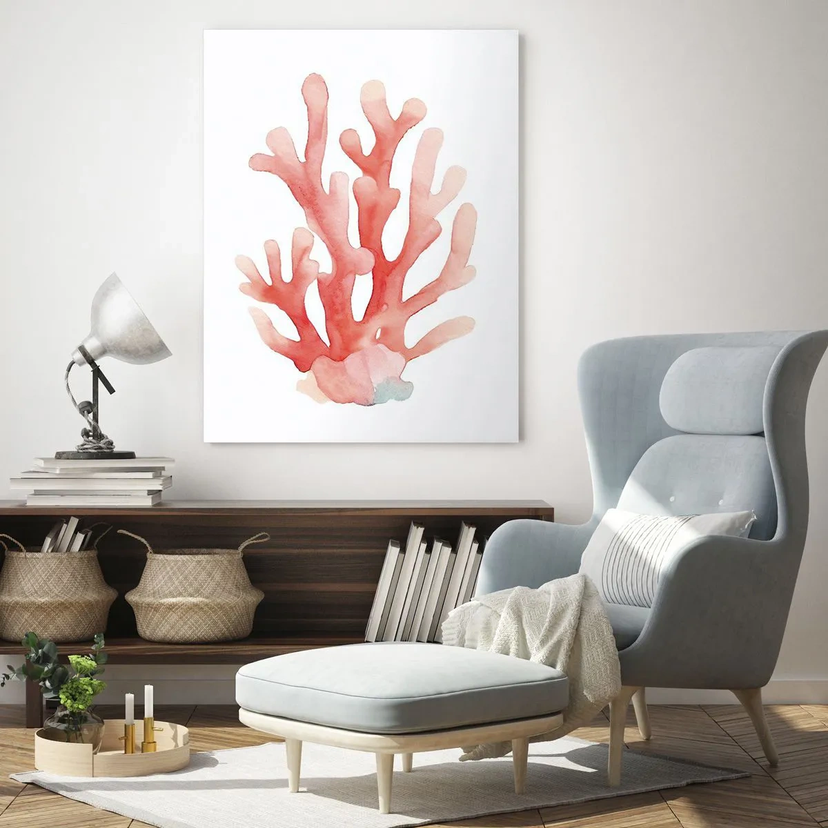 Tablou pe sticlă - Culoare de coral - 50x70 cm