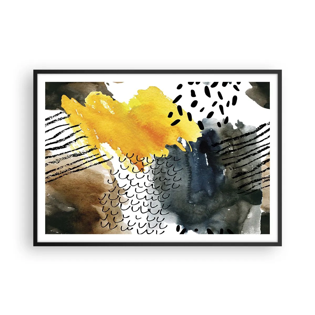 Poster în ramă neagră - O întâlnire a elementelor - 100x70 cm