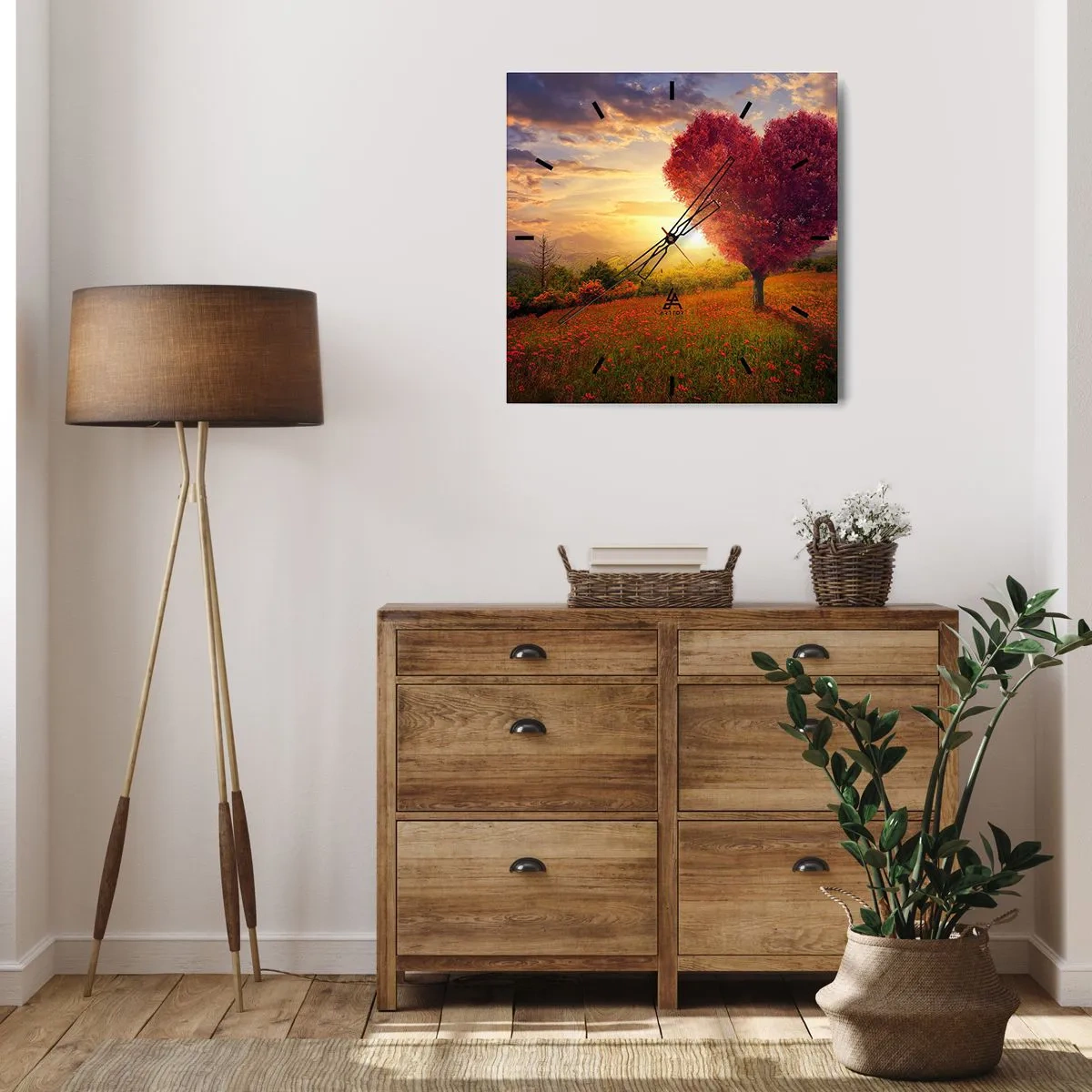 Ceas de perete - Ceas pe sticlă - Te apucă inima - 40x40 cm