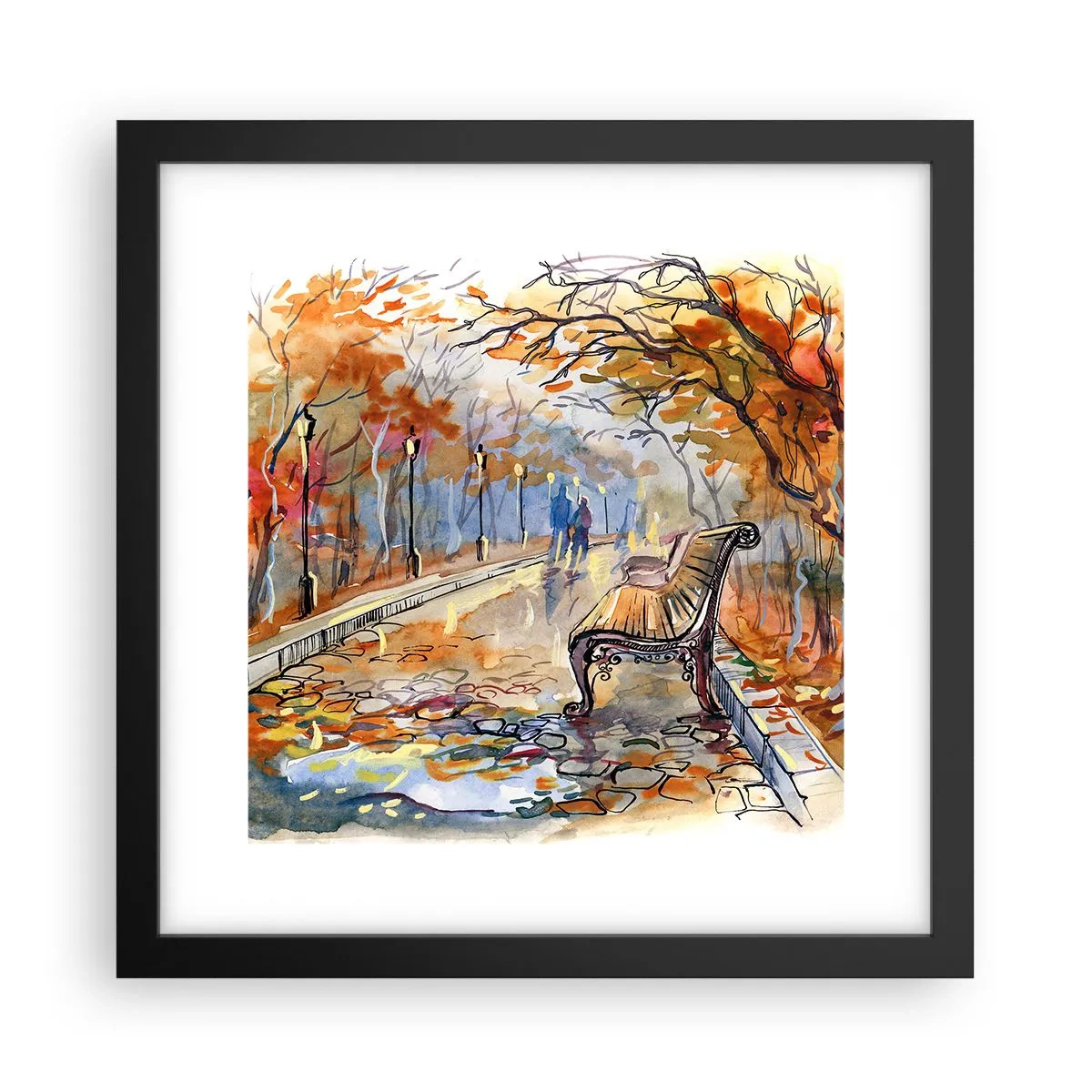 Poster în ramă neagră - Pășim împreună în toamnă - 30x30 cm