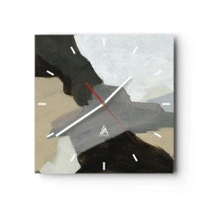 Ceas de perete - Ceas pe sticlă - Abstracție: despărțirile griului - 40x40 cm
