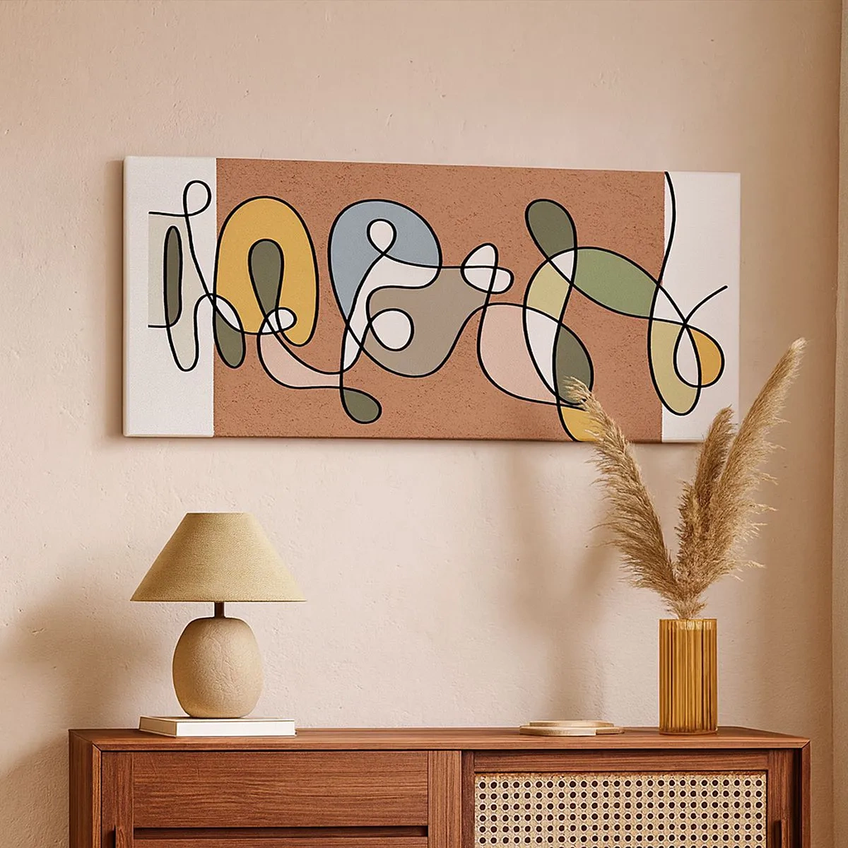 Tablou pe pânză - Abstracția care merită un zâmbet - 100x40 cm