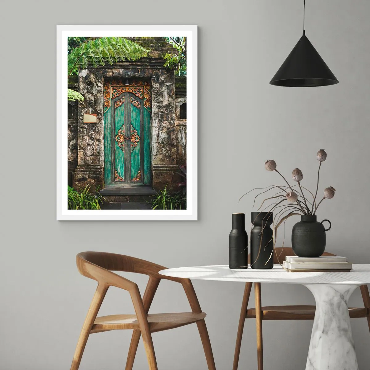 Poster în ramă albă - O ușă către o lume exotică - 30x40 cm