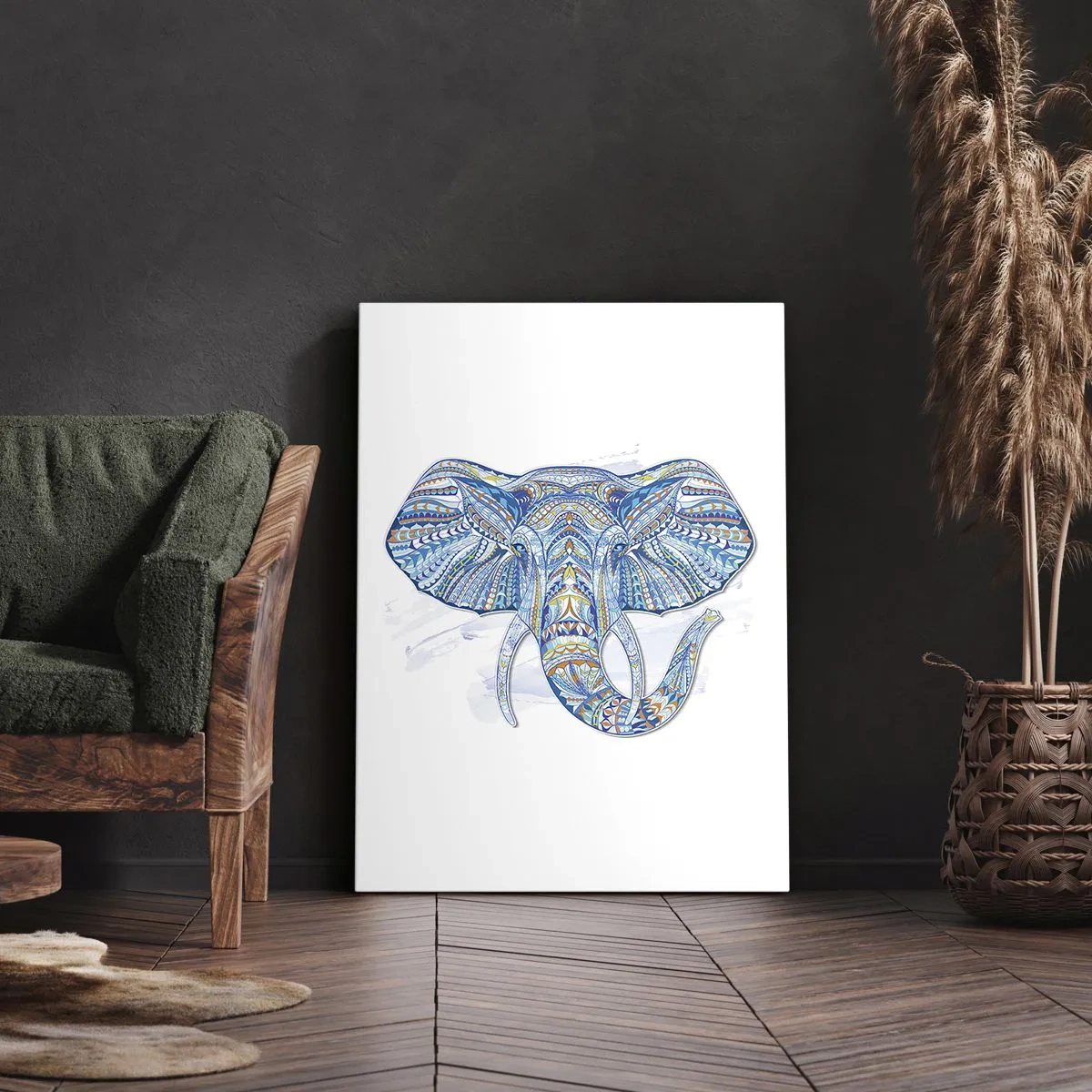 Tablou pe pânză - Incrustat cu aur și albastru - 65x120 cm