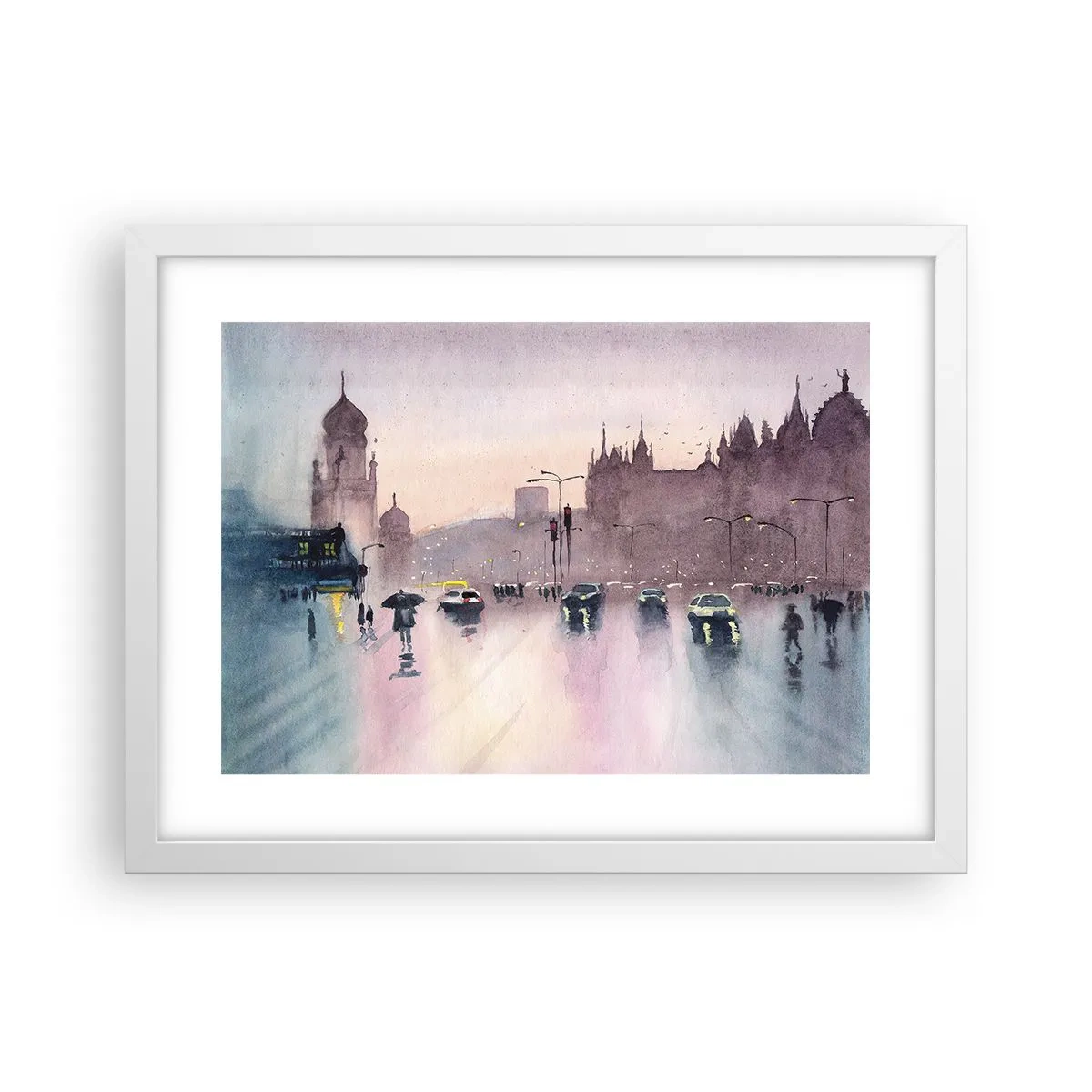 Poster în ramă albă - Într-o ceață ploioasă - 40x30 cm