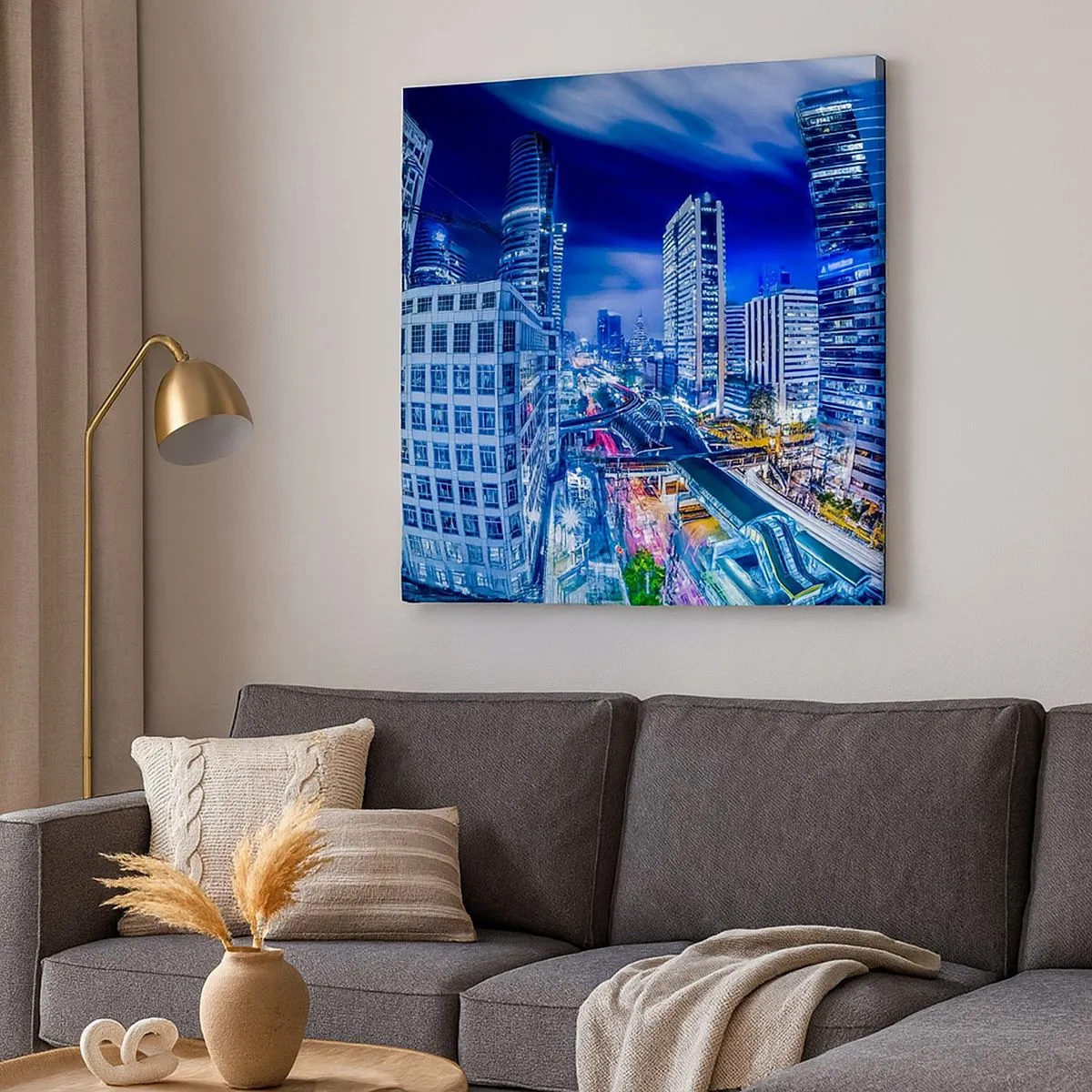 Tablou pe pânză - Ritmurile orașului de noapte - 30x30 cm