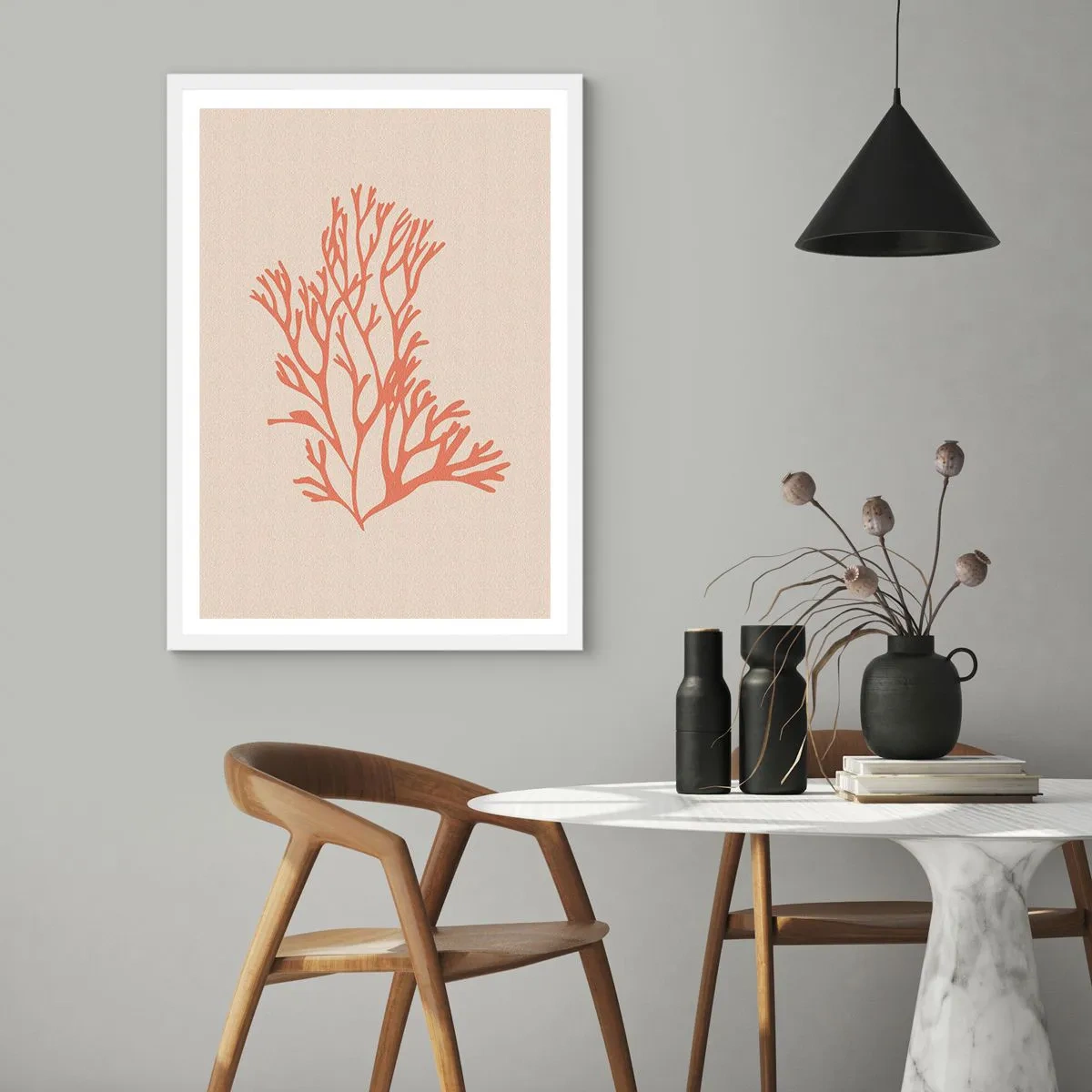 Poster în ramă albă - Coral filigranat - 40x50 cm