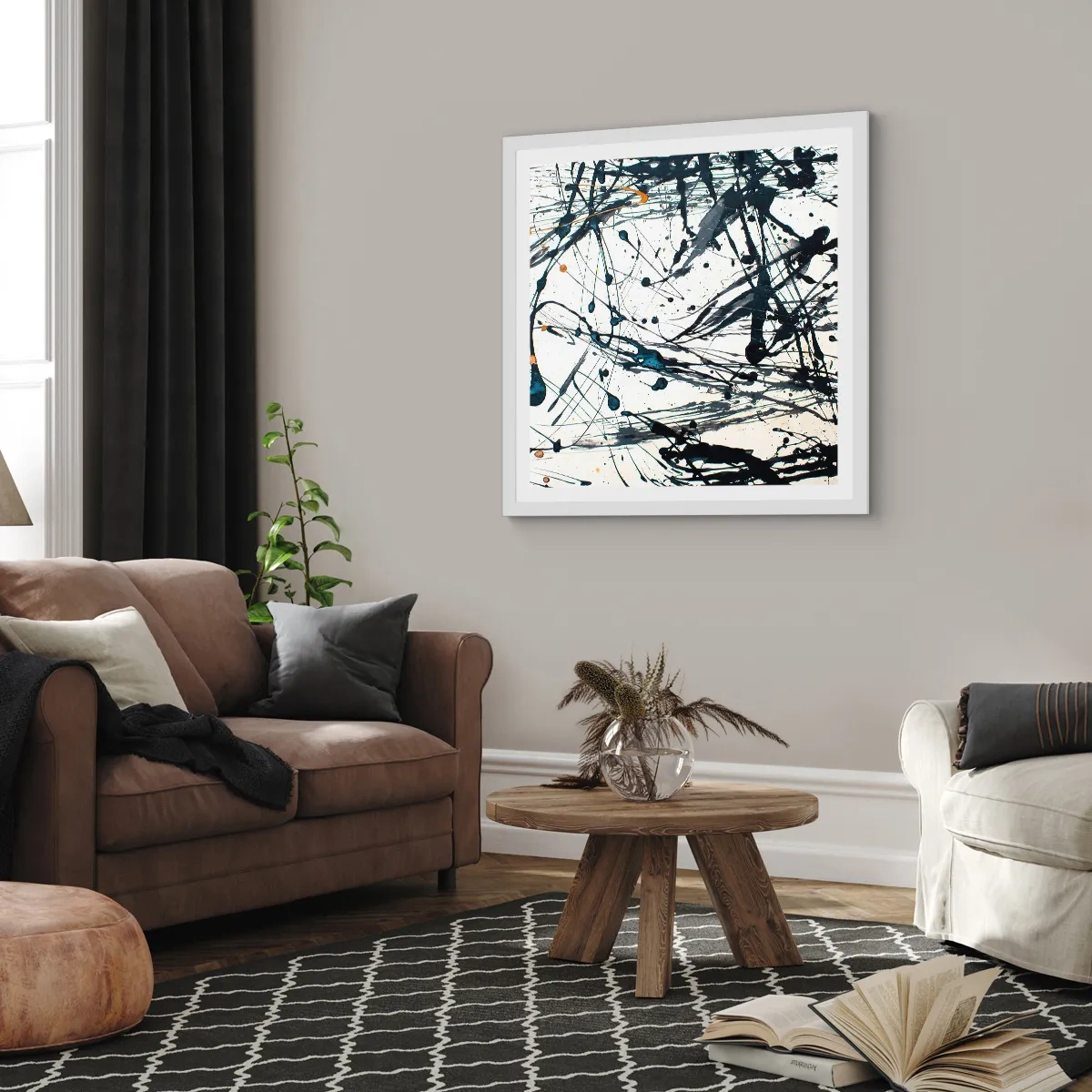 Poster în ramă albă - Abstracție expresionistă - 60x60 cm