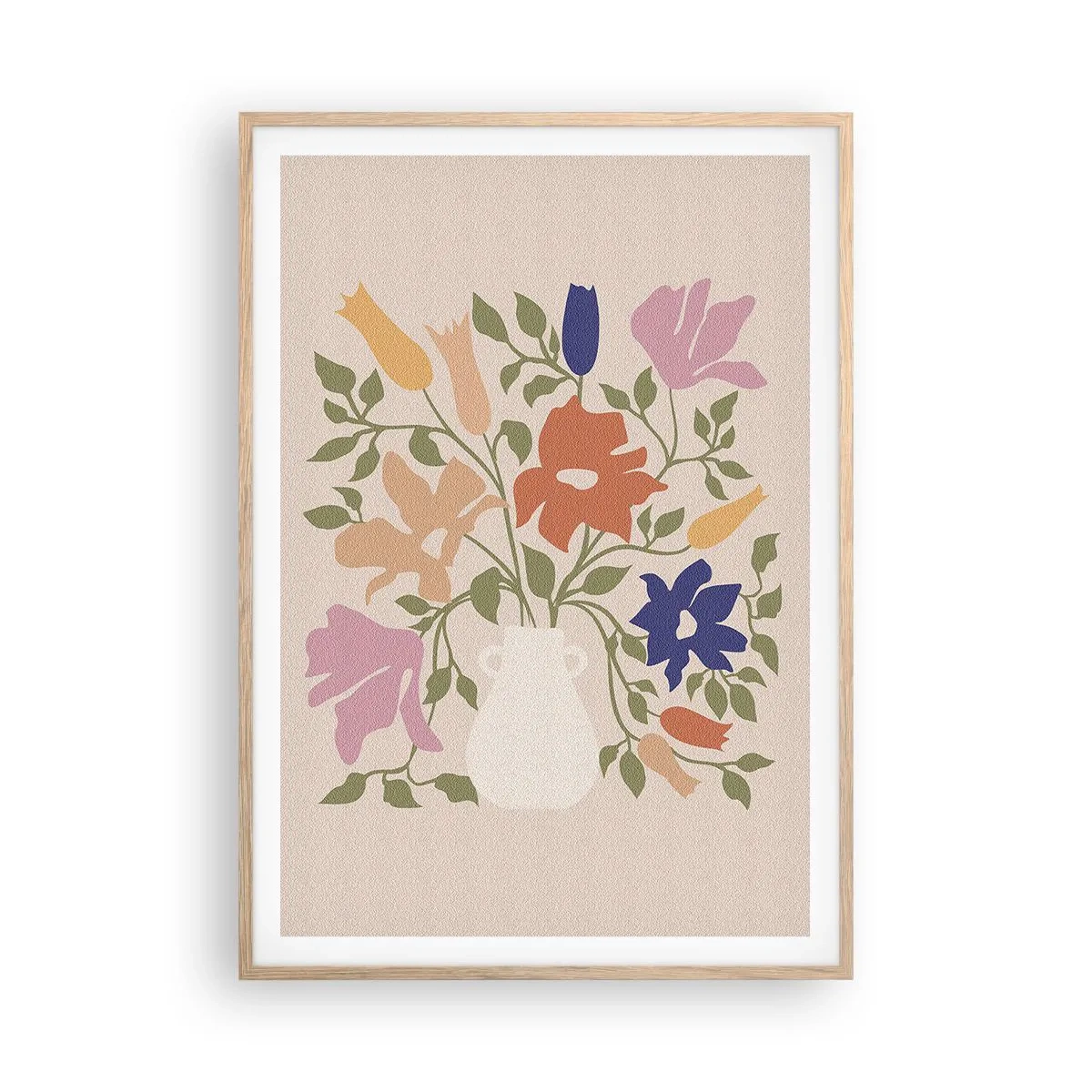 Poster în ramă de stejar deschis - Buchet delicat - 70x100 cm