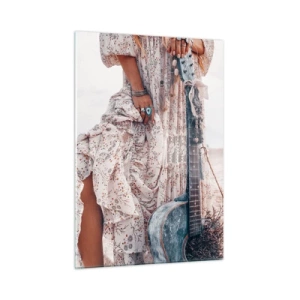 Tablou pe sticlă - Hippie pe drum - 50x70 cm