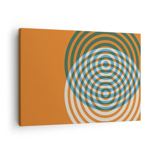 Tablou pe pânză Canvas - Cercuri concentrice pe un fundal portocaliu - 70x50cm - Variație circulară abstractă - Decorațiune modernă pentru perete pentru living și dormitor ARTTOR