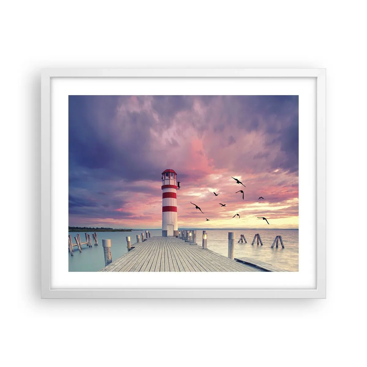 Poster în ramă albă - Să ne întoarcem în port - 50x40 cm