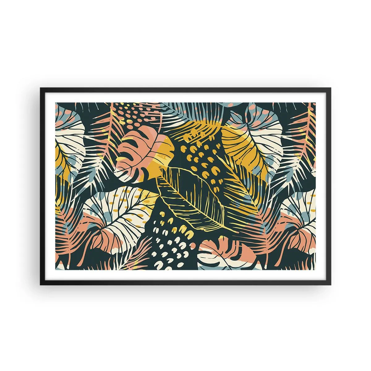 Poster în ramă neagră - Fantezie cu frunze - 91x61 cm