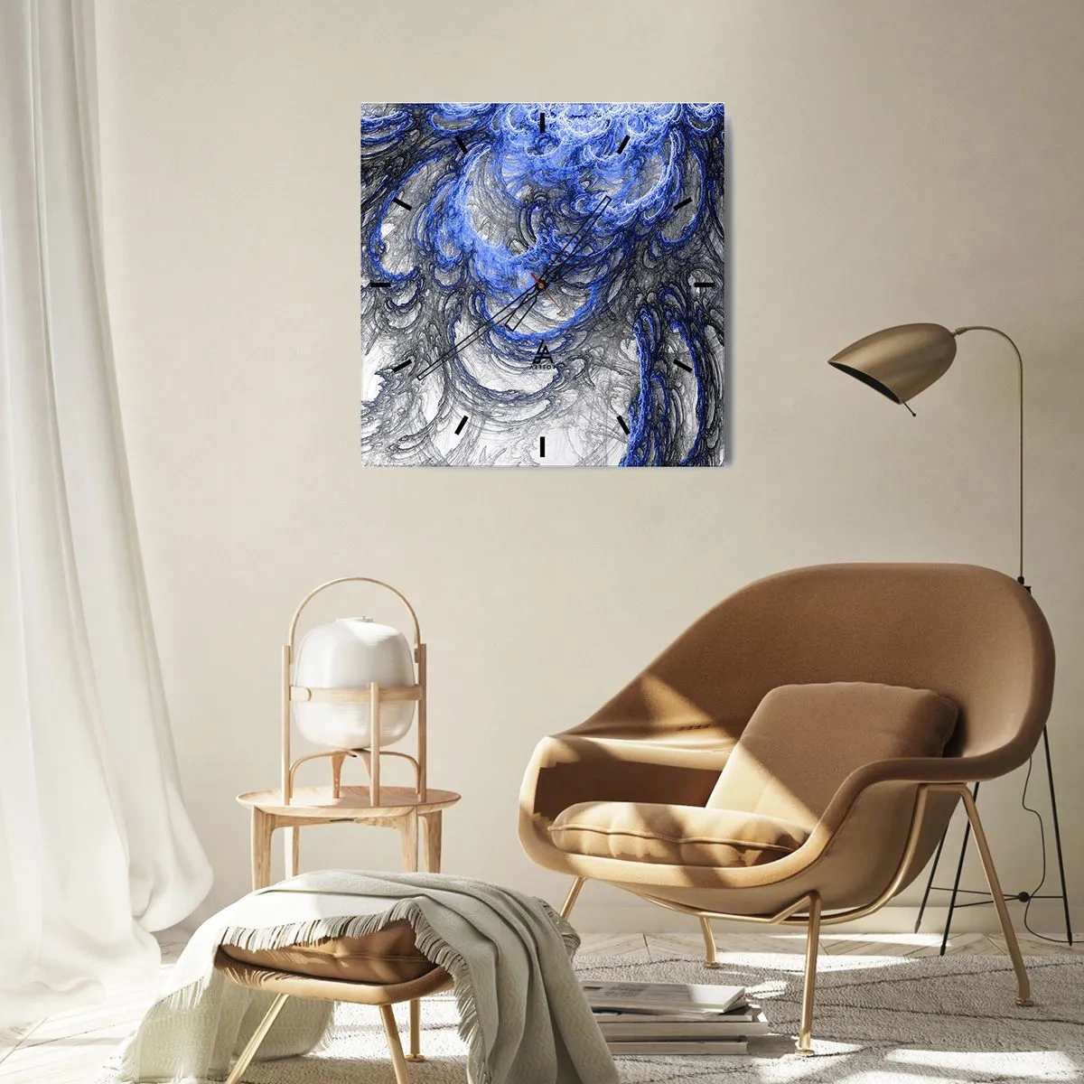 Ceas de perete - Ceas pe sticlă - Nașterea unui val - 40x40 cm