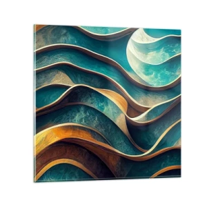 Tablou pe sticlă - Meandre de albastru - 30x30 cm