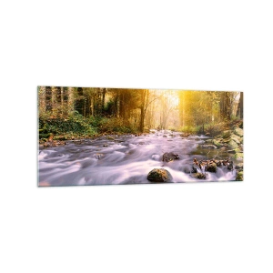 Tablou pe sticlă - Malachit în rame de argint și aur - 120x50 cm