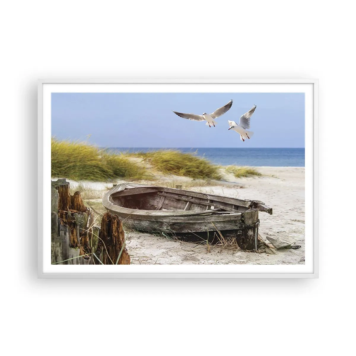 Poster în ramă albă - Scăldate în vânt - 100x70 cm
