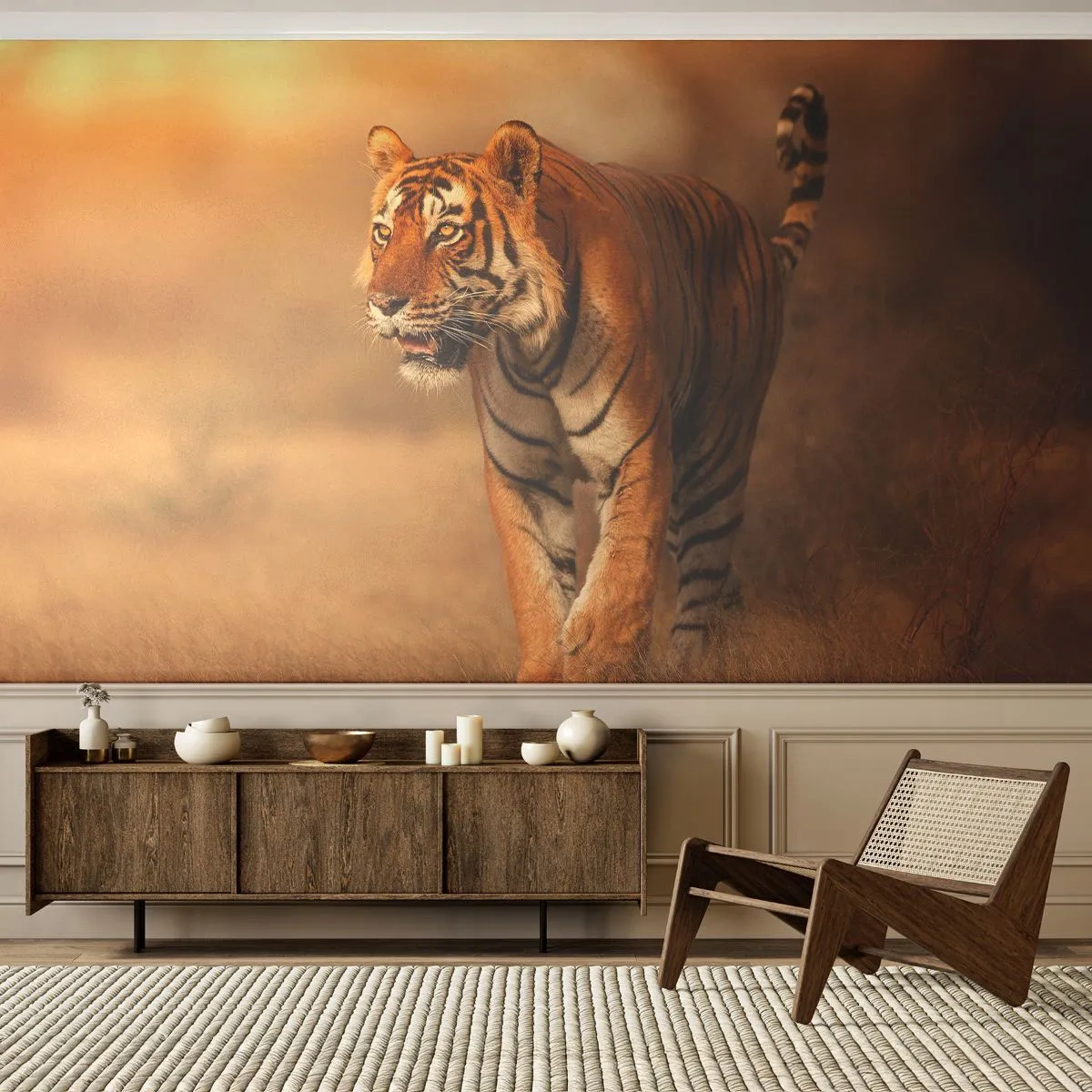 Tapet Premium Sand - Înainte de atac - Animale, Tigru, Africa - 100x70 cm