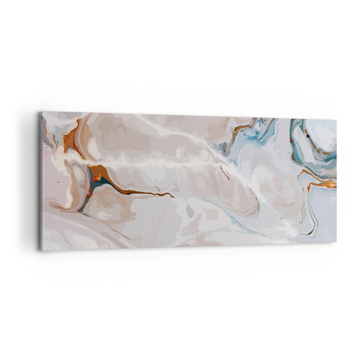 Tablou pe pânză - Meandre albastre sub alb - 100x40 cm