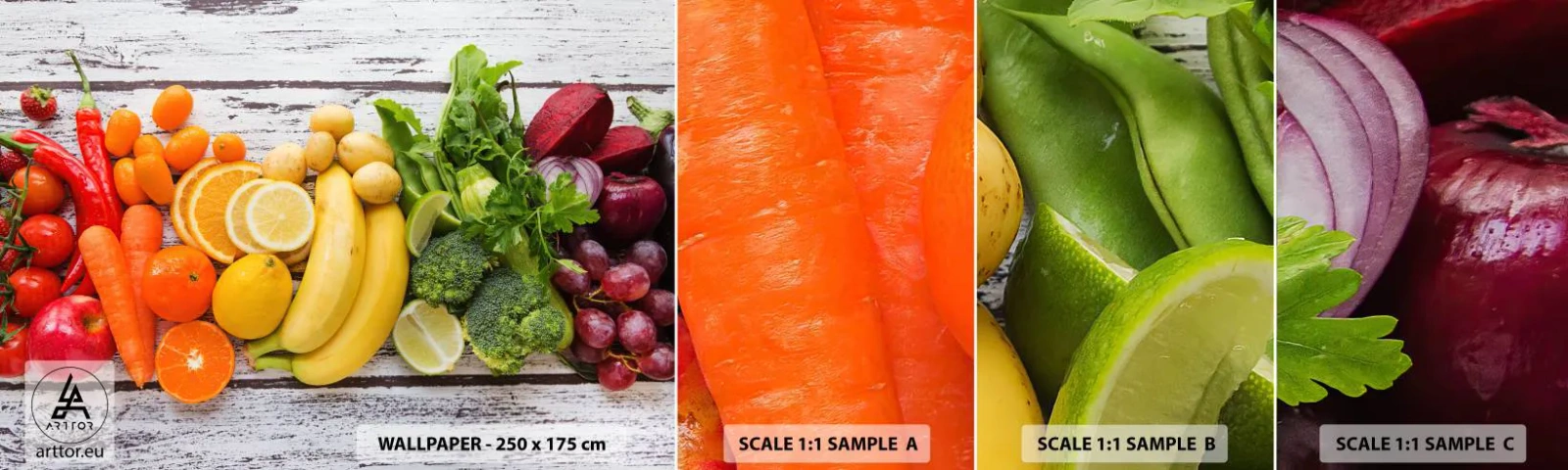 Mostră tapet autocolant Deluxe Sticker - Nu este de ajuns? - Gastronomie, Fructe, Legume - 100x30 cm