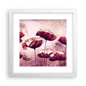 Poster în ramă albă - Fulgi roșii și albi - 30x30 cm