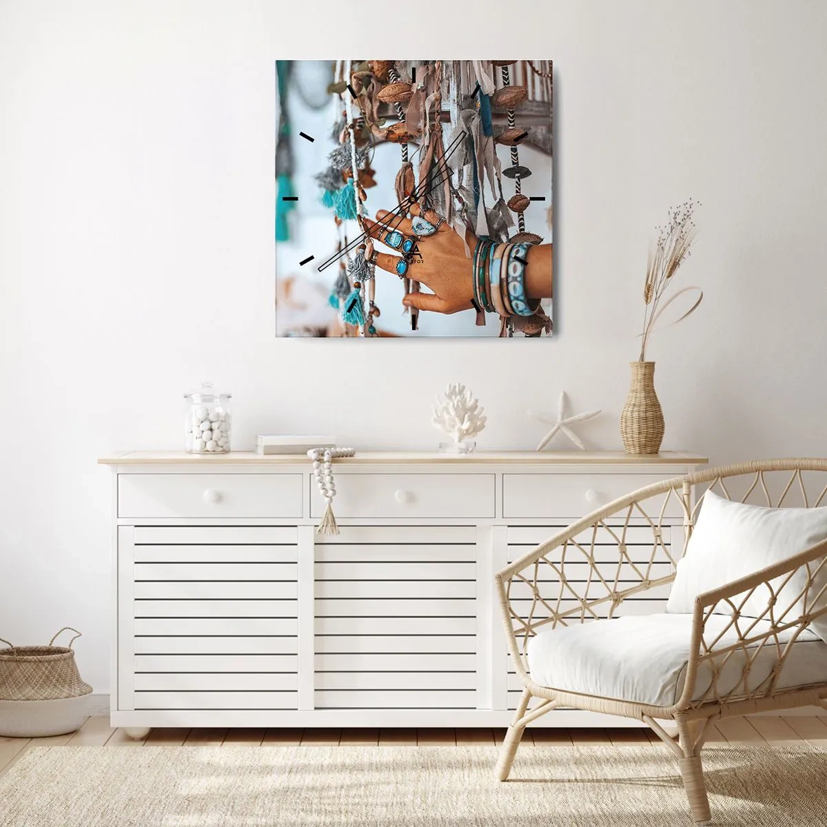 Ceas de perete - Ceas pe sticlă - Comori locale - 40x40 cm