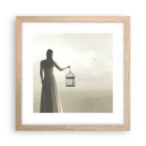 Poster în ramă de stejar deschis - Fii liberă - 30x30 cm