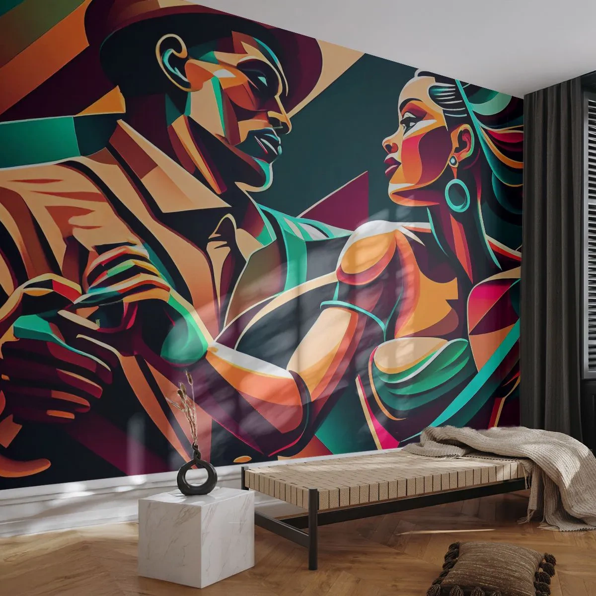 Tapet Standard Eco - În ritmul inimii - Cubism, Cuplu, Dans - 450x315 cm