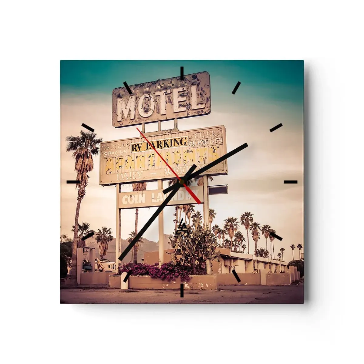 Ceas de perete - Ceas pe sticlă - Timpul s-a oprit aici - 40x40 cm