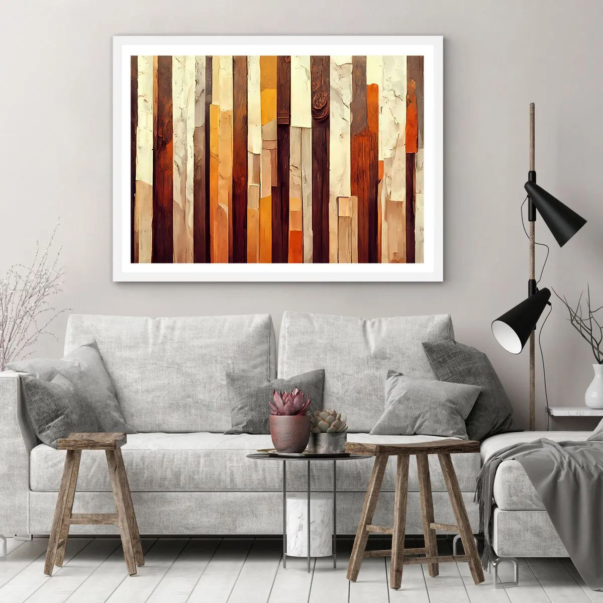 Poster în ramă albă - Imnul copacilor din pădure - 70x50 cm