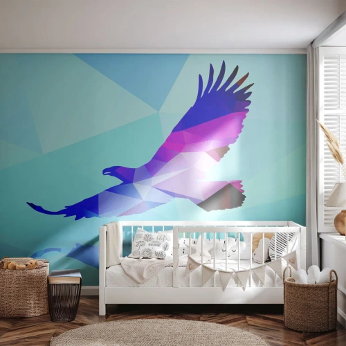 Tapet Standard Eco - Vultur în cristal liliachiu - Pasăre, Vultur, Figura geometrică - 300x210 cm