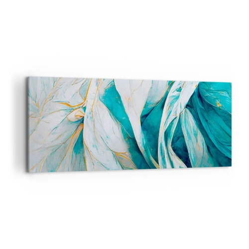 Tablou pe pânză - Abstractul albastru cu motiv auriu - 120x50 cm